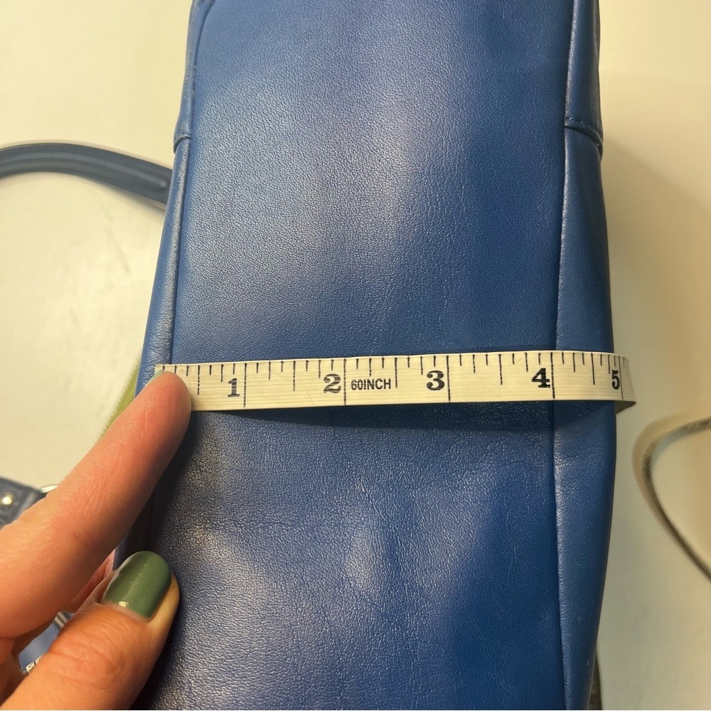 RARE Coach Daisy Spectator Emma Leather Tote in Moonlight Blue With Green Trim - Picture 12 of 14
